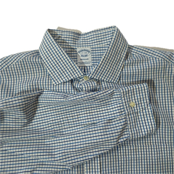 Brooks Brothers Other - Brooks Brothers Shirt Mens 17 32/33 Blue Check Point Collar Supima Cotton